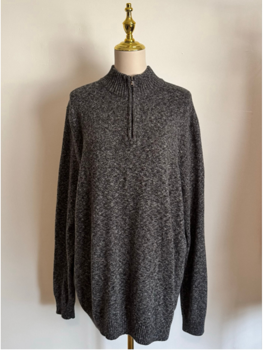 Men's Croft & Barrow Zip Up Sweater 3XL Tall Grey White